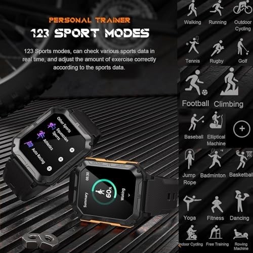 Military Smart Watch for Men (Call Receive/Dial) Rugged Tactical Fitness Tracker