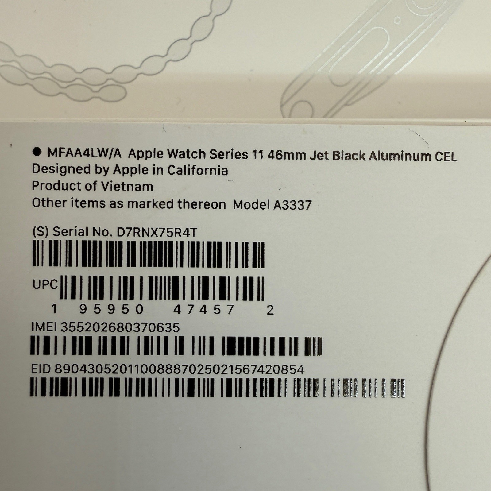 Apple Watch Series 11 GPS+Cellular 46MM Jet Black Aluminum Black Nike Sport Band