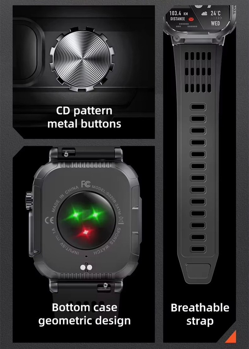 Rugged Smart Watch Men Military Tactical Bluetooth Call Compass Fitness Tracker