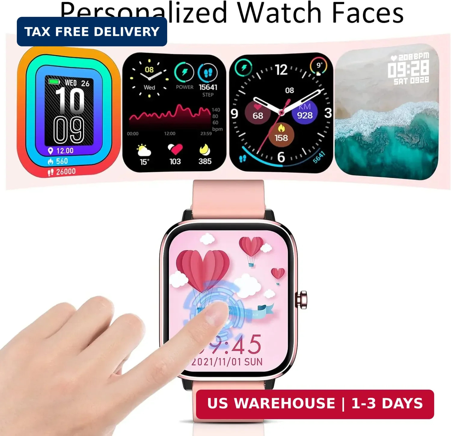 Smartwatch for Women – Call, Fitness Tracker, Heart Rate & Sleep Monitor, 1.69″