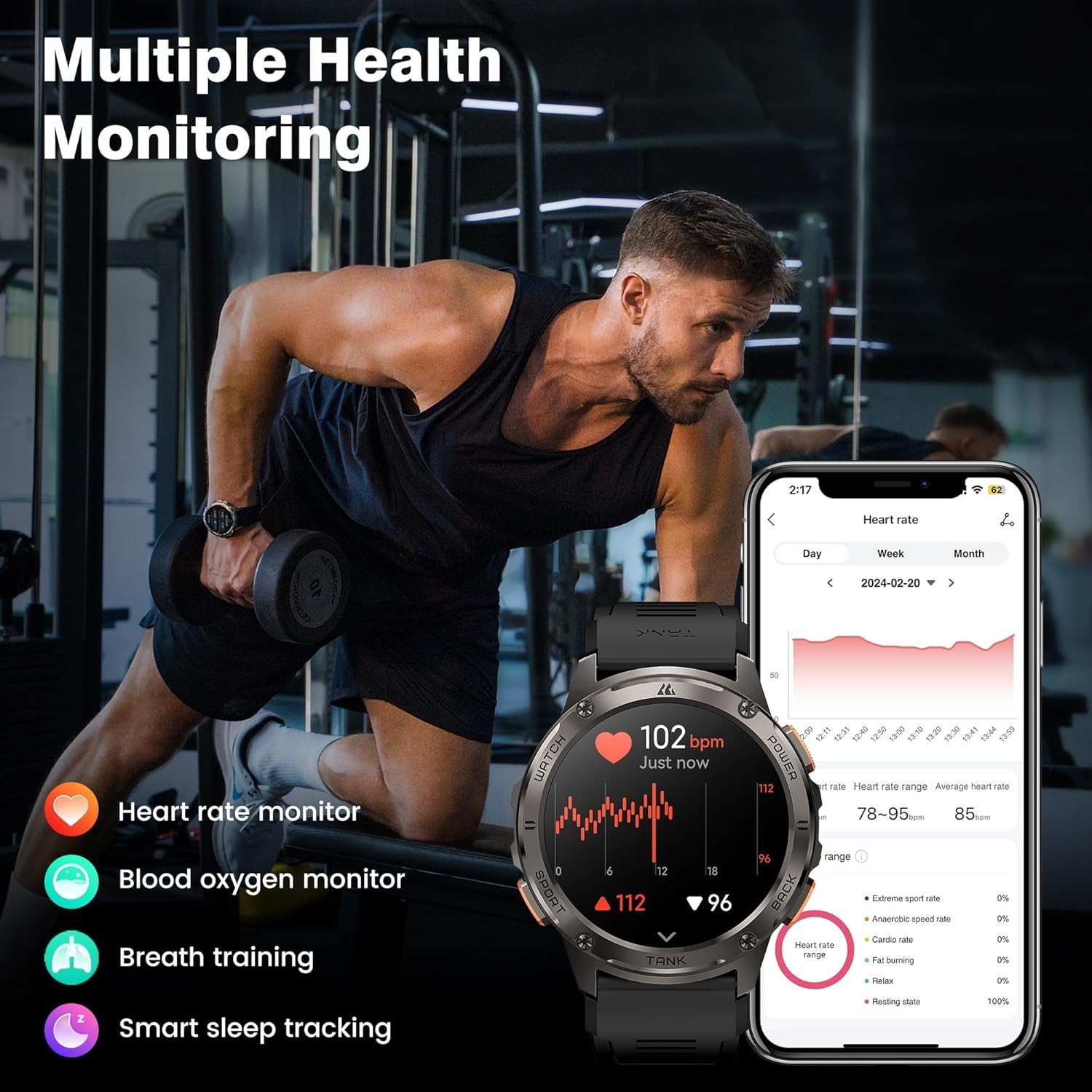 KOSPET Smart Watch for Men, 60 Days Extra-Long Battery, 50M Waterproof for Sw…