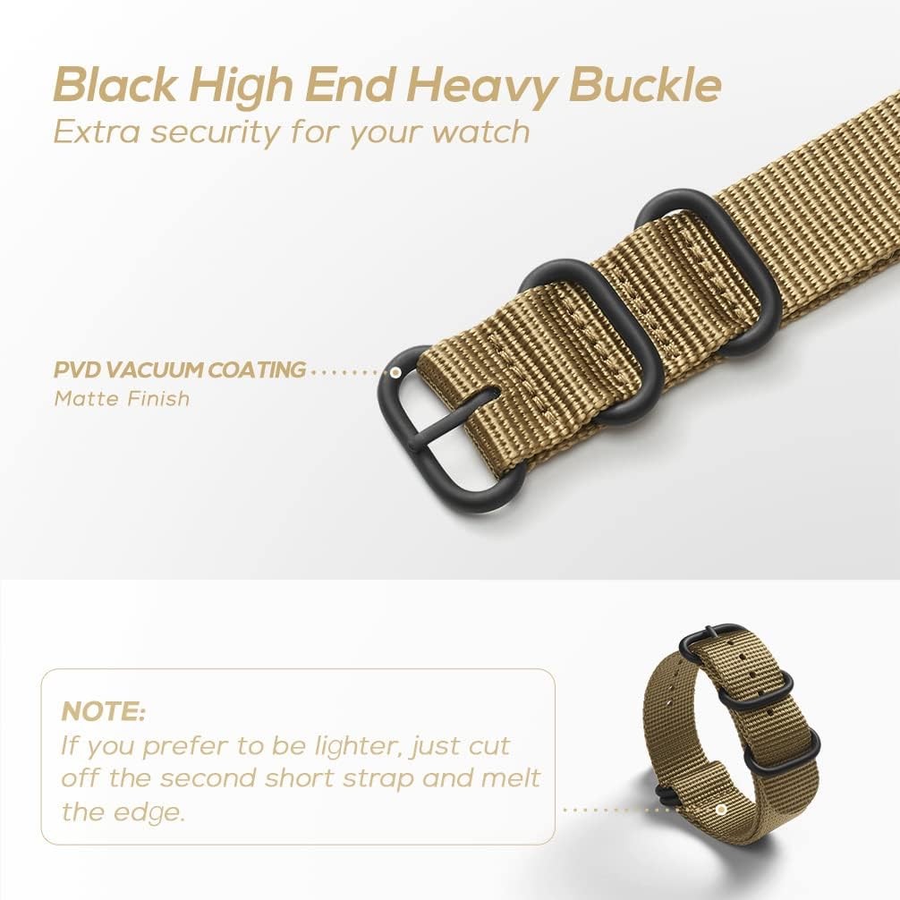 Thick Military Ballistic Nylon Watch Bands for Apple 18mm, 20mm, 22mm, 24mm