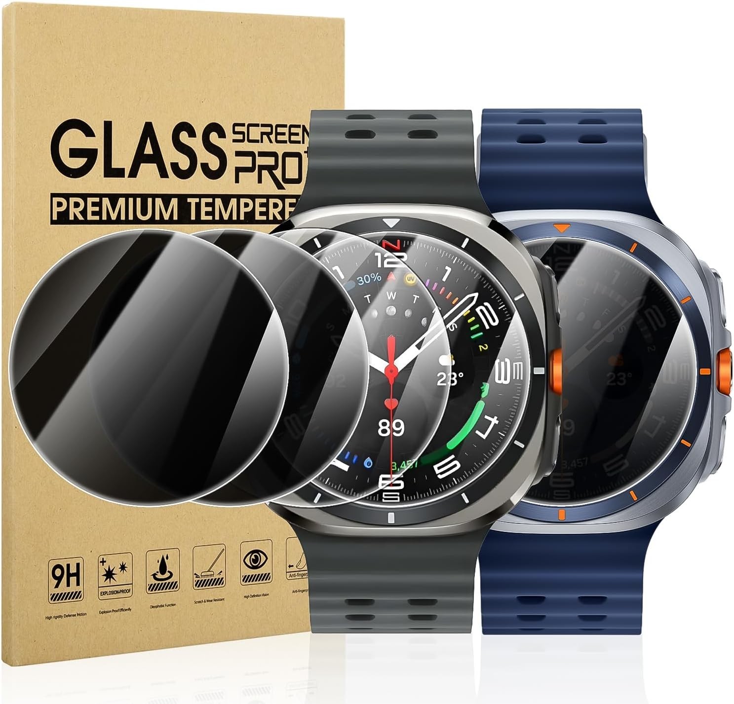 2+2 Pack Tempered Glass for Galaxy Watch Ultra 47mm Privacy Screen Protector Ant