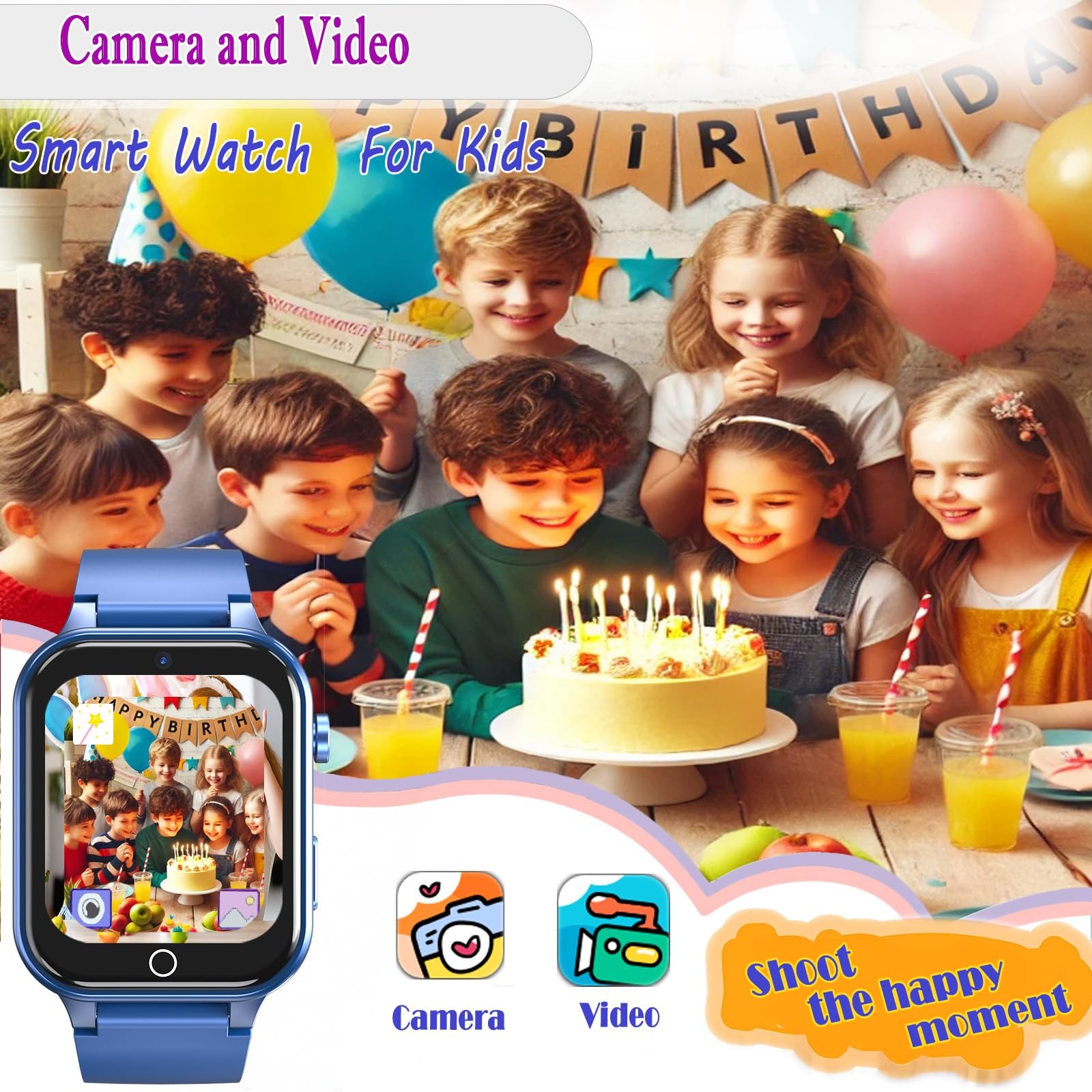 Goodatech Smart Watch for Kids 4-12 Years Boys Girls Blue