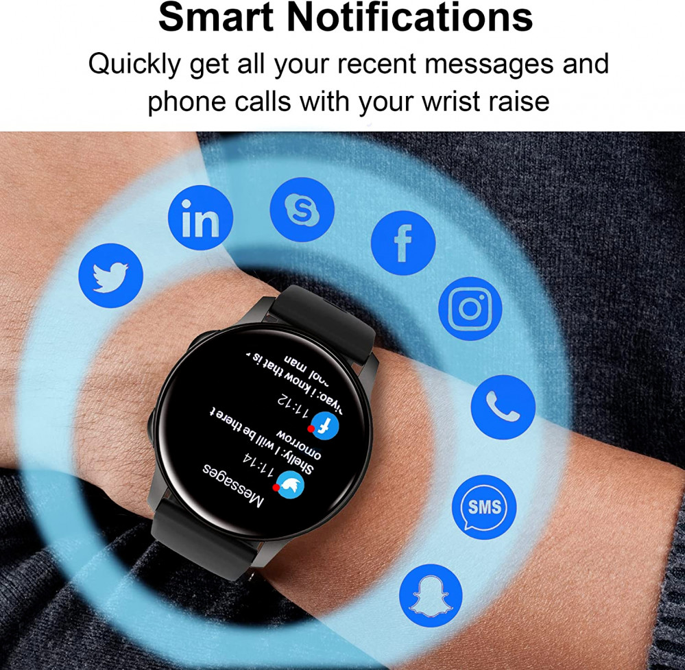 Smart Watches for Men Women, Smartwatch Samsung iPhone Android Phones Black