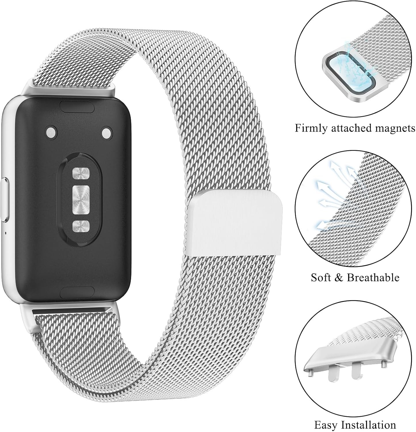 Stainless Steel Mesh Strap Compatible with Samsung Galaxy Fit 3