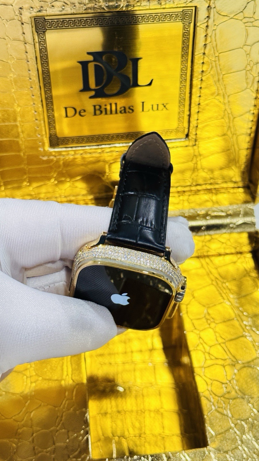✅ Custom 24k Gold Apple Watch Ultra 2 Zircon Diamonds + Luxury Box | Authentic ✅