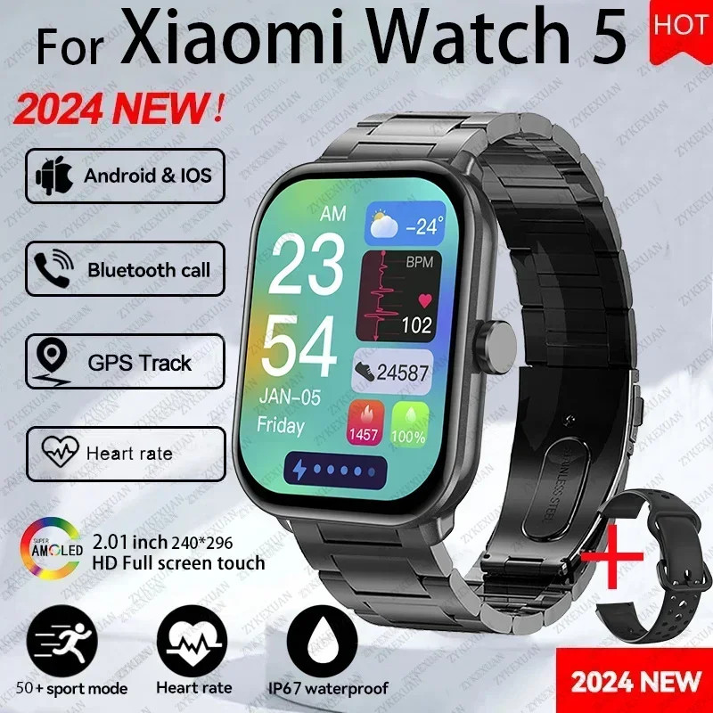 Xiaomi Watch 5 HD AMOLED Display Heart Rate Bluetooth Call GPS Track Waterproof