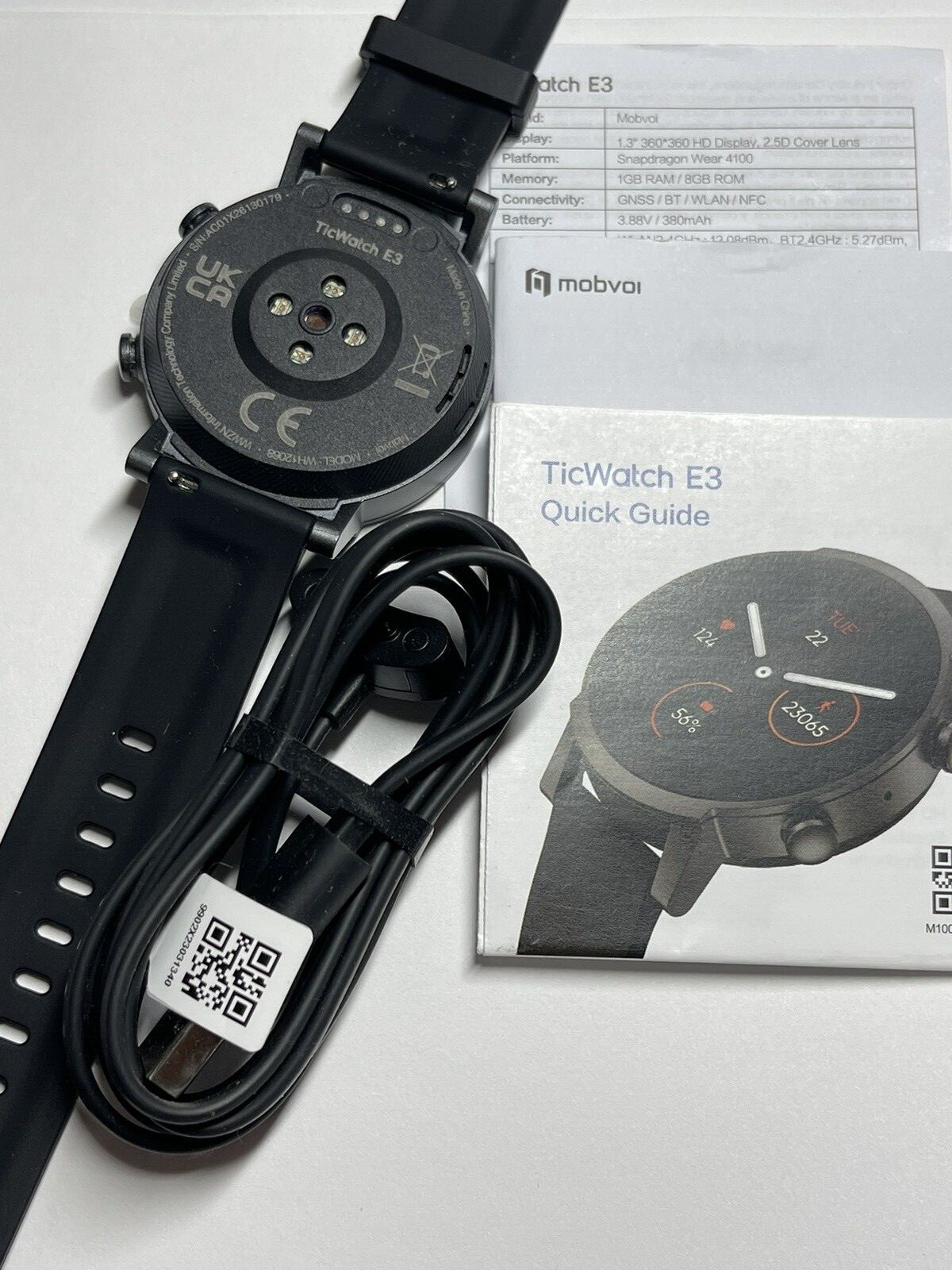 Mobvoi TicWatch E3 47mm Polycarbonate Case with Silicone Strap – Panther Black