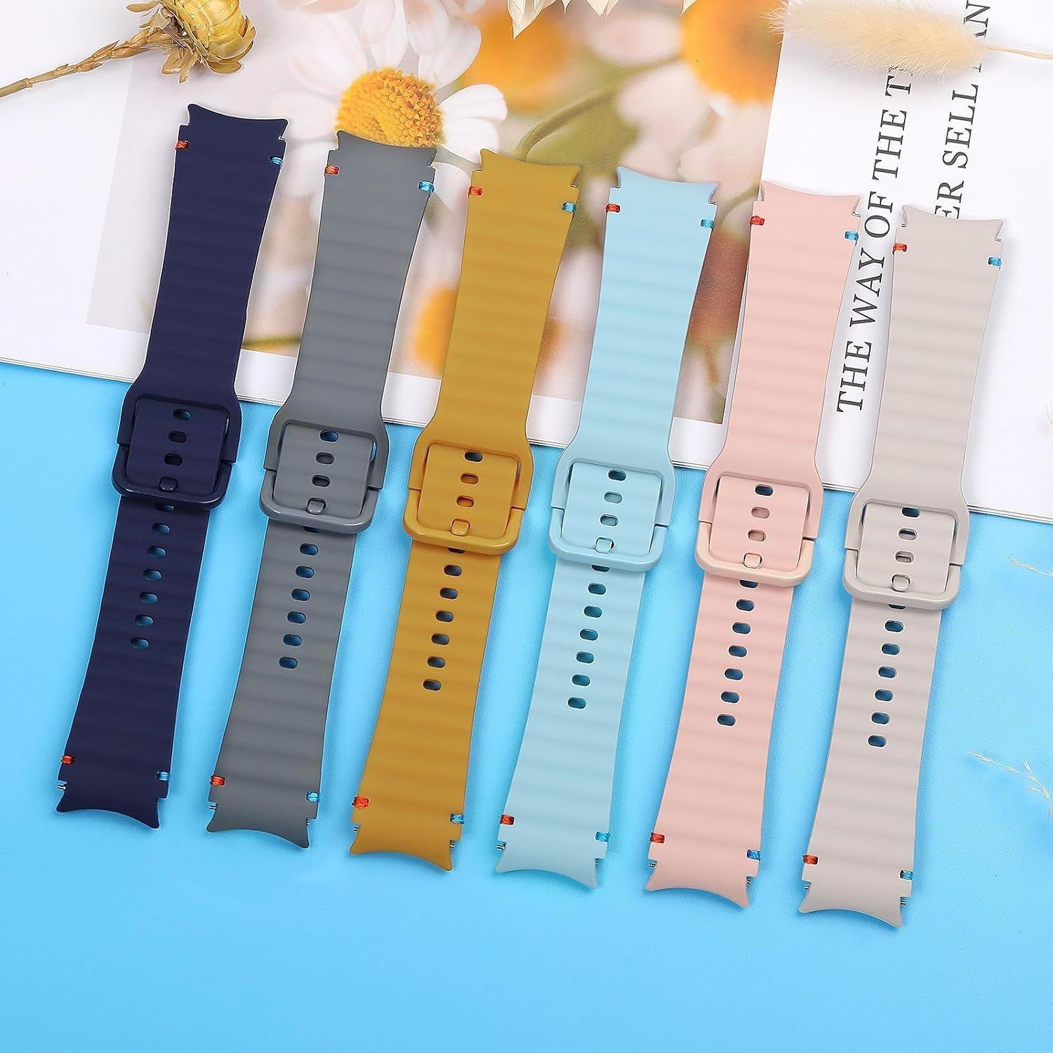 6-Pack of Soft Silicone Bands for Samsung Galaxy Watch 7 40mm & 44mm Compatibili