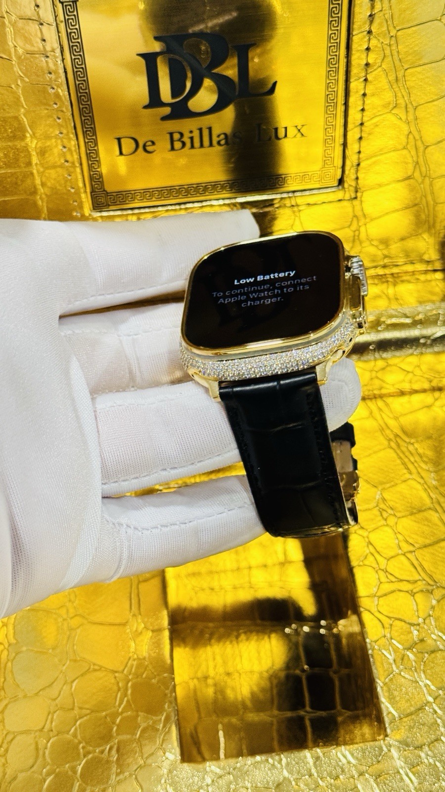 ✅ Custom 24k Gold Apple Watch Ultra 2 Zircon Diamonds + Luxury Box | Authentic ✅