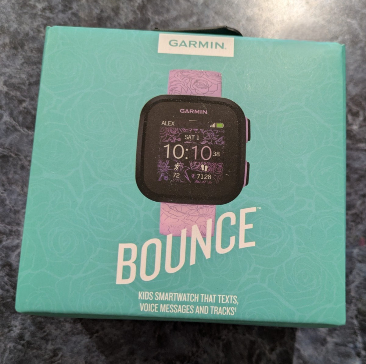 Garmin Bounce Kids Smart Watch Lilac Floral GPS Text/Voice/Track 010-02448-01