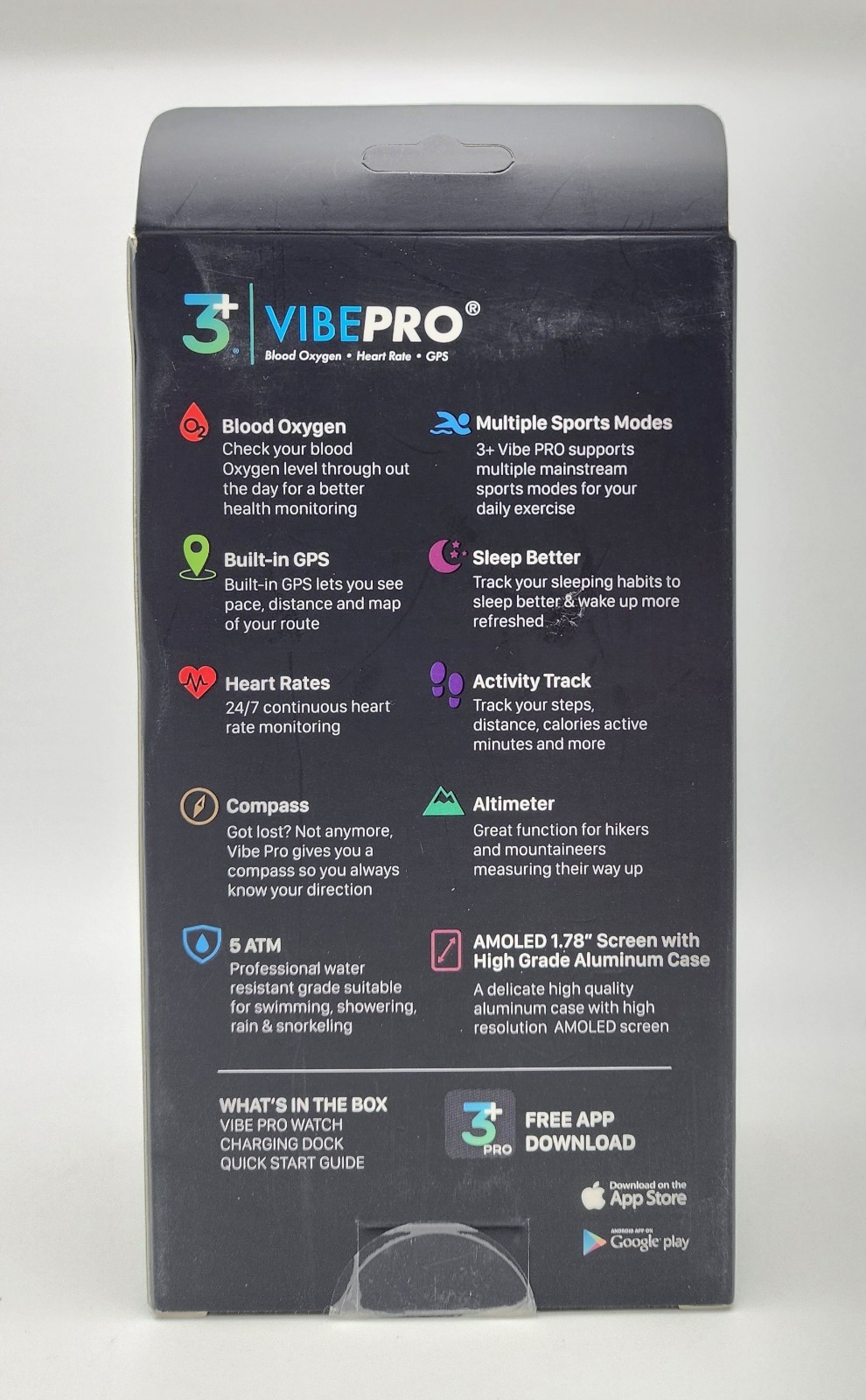 3Plus Vibe Pro Watch Series Large AMOLED Touch Screen Display w/ GPS