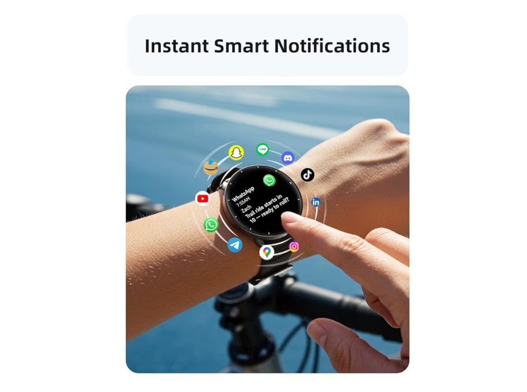 Amoled Smart Watch 1.96″ HD Fitness Bluetooth Waterproof Swimmer Watch BLACK