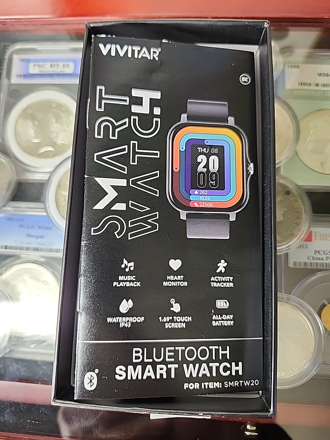Vivitar Smart Watch 1.69” Touch Screen Waterproof IP43 Model SMRTW20-BLK NIB