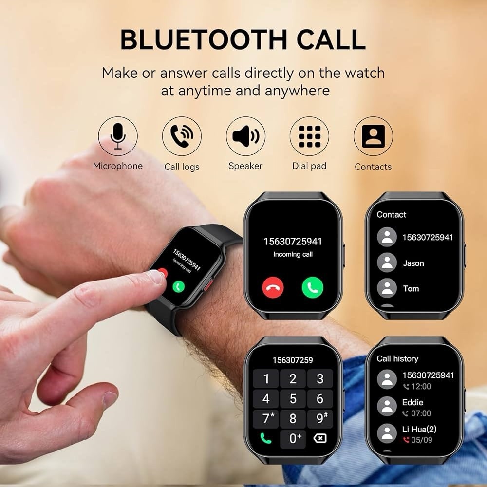 Smart Watch/Fitness Tracker P98 – Black TFT-LCD Smart Watch 1.96” Screen