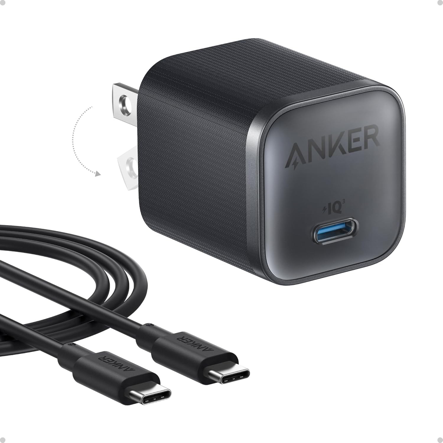 45W Type C Charger Block, Compact Foldable Design, 6 FT Fast Charging Cable for
