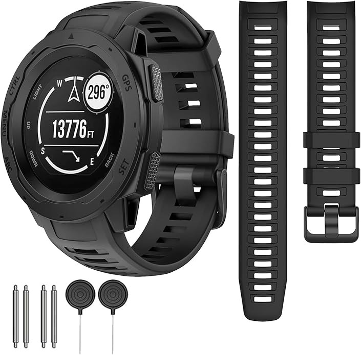 1 Pack Soft Silicone Strap Compatible with Garmin Instinct 2 Watch 22mm Replacem