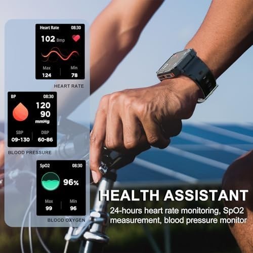 Military Smart Watch for Men (Call Receive/Dial) Rugged Tactical Fitness Tracker