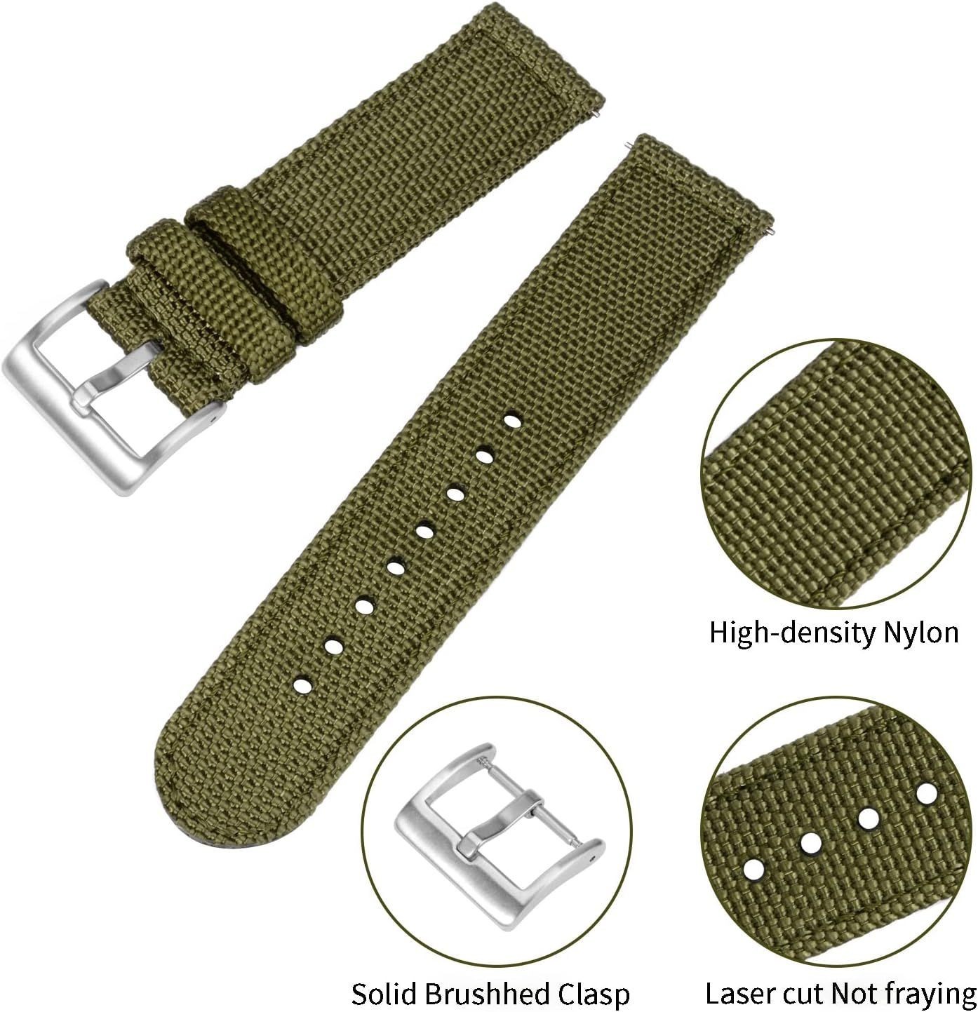 Quick Release Black Nylon Watch Band 20mm – Compatible with Smartwatches