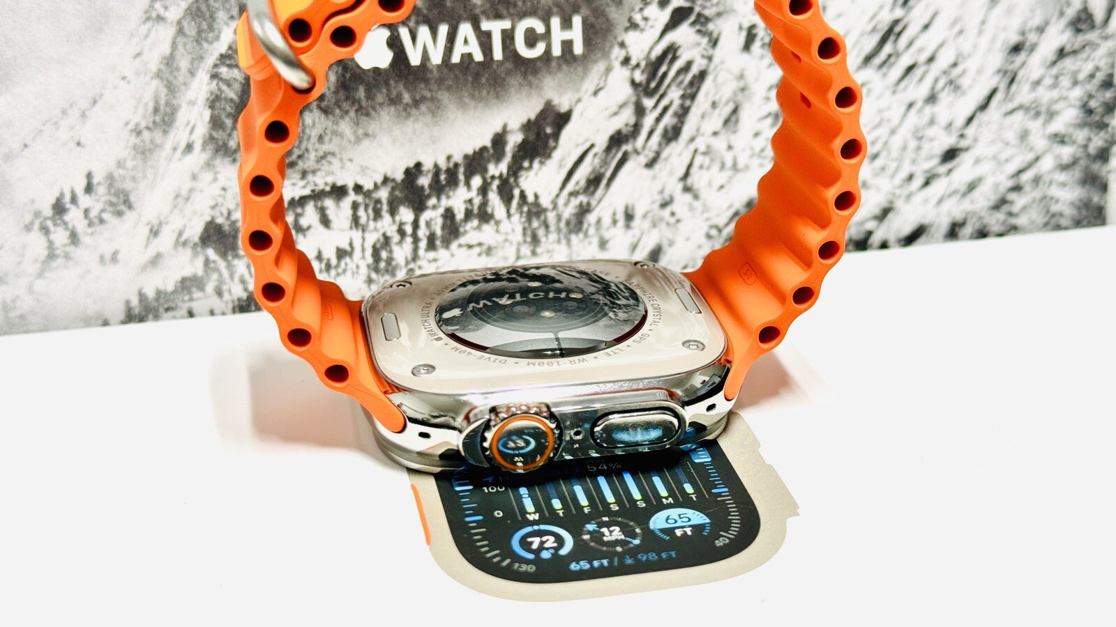 Apple Watch ULTRA 2 49mm Titanium Custom Diamond Polished Orange Ocean Band