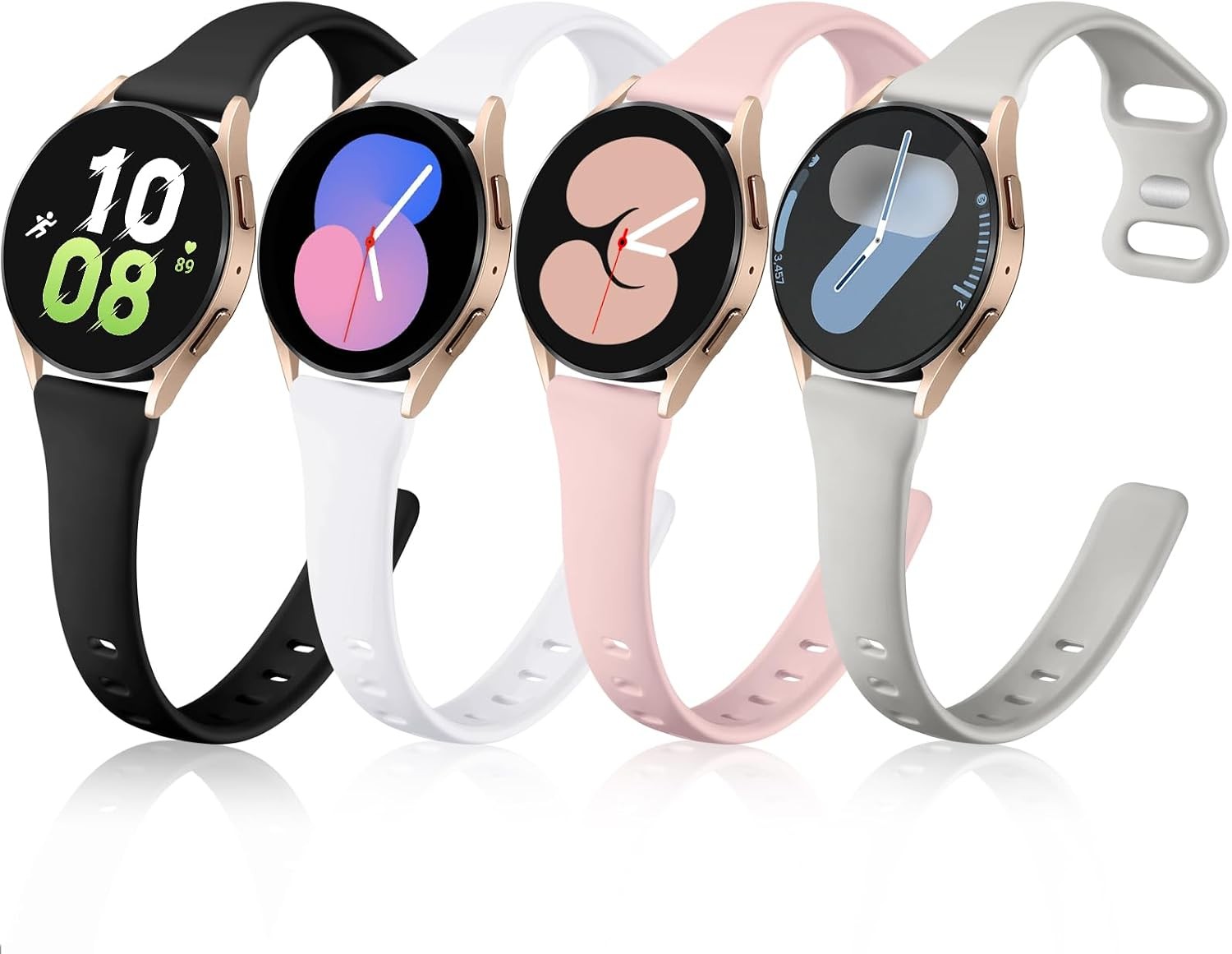 Slim 20mm Silicone Band for Galaxy Watch 6, 40mm, 44mm – GEAK Black/Gray/White/S