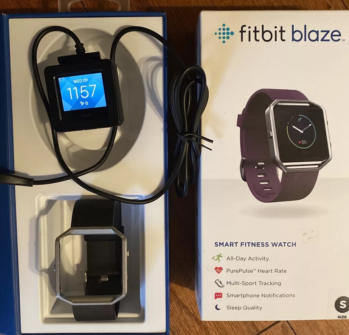 Fitbit Blaze SmartWatch MP3 HR +2 Bands/Cord Tested+WARRANTY Showroom Mdl No Box