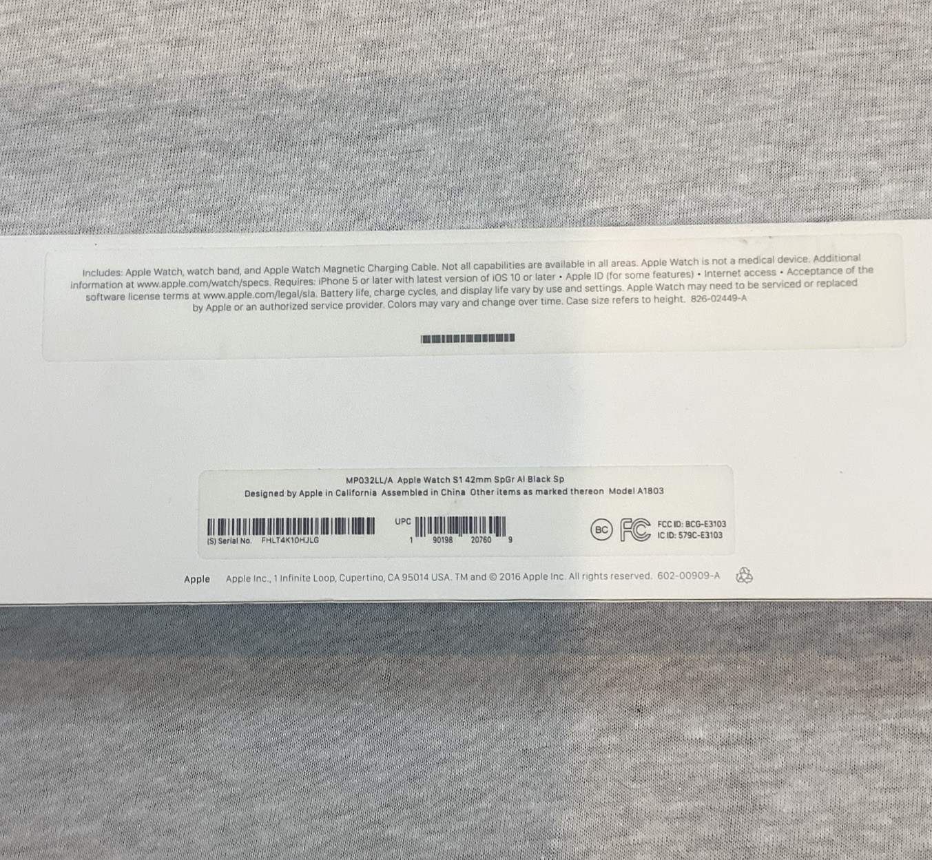 Apple Watch Series 1 – 42mm – Complete In Box – FOR PARTS ONLY