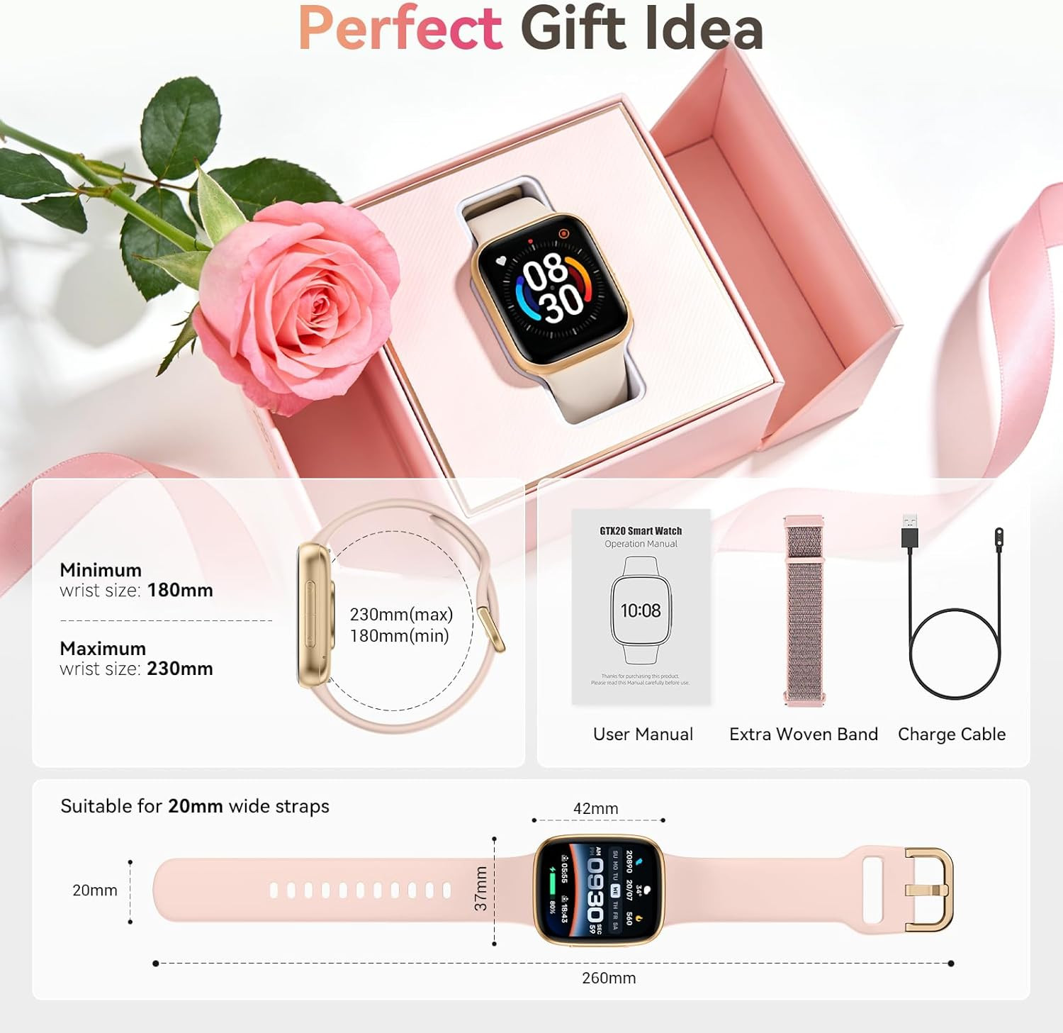 Smart Watch for Women, Answer/Make Call, 1.85″ AMOLED Always-On Display Screen S