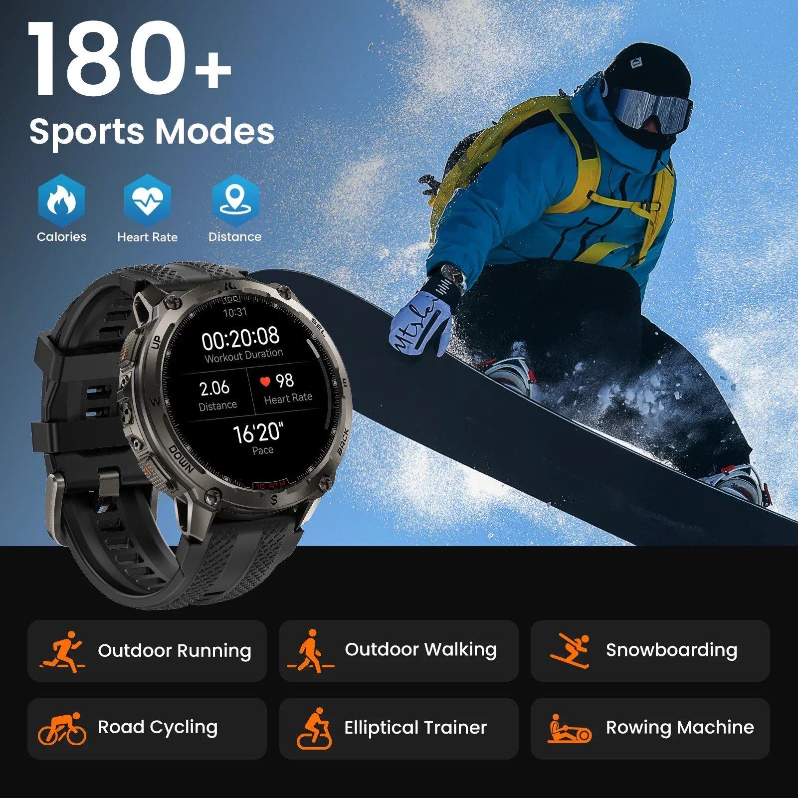 KOSPET Tank T4 Smart Watch Stainless Steel 6-Sat GPS 100M Waterproof Men