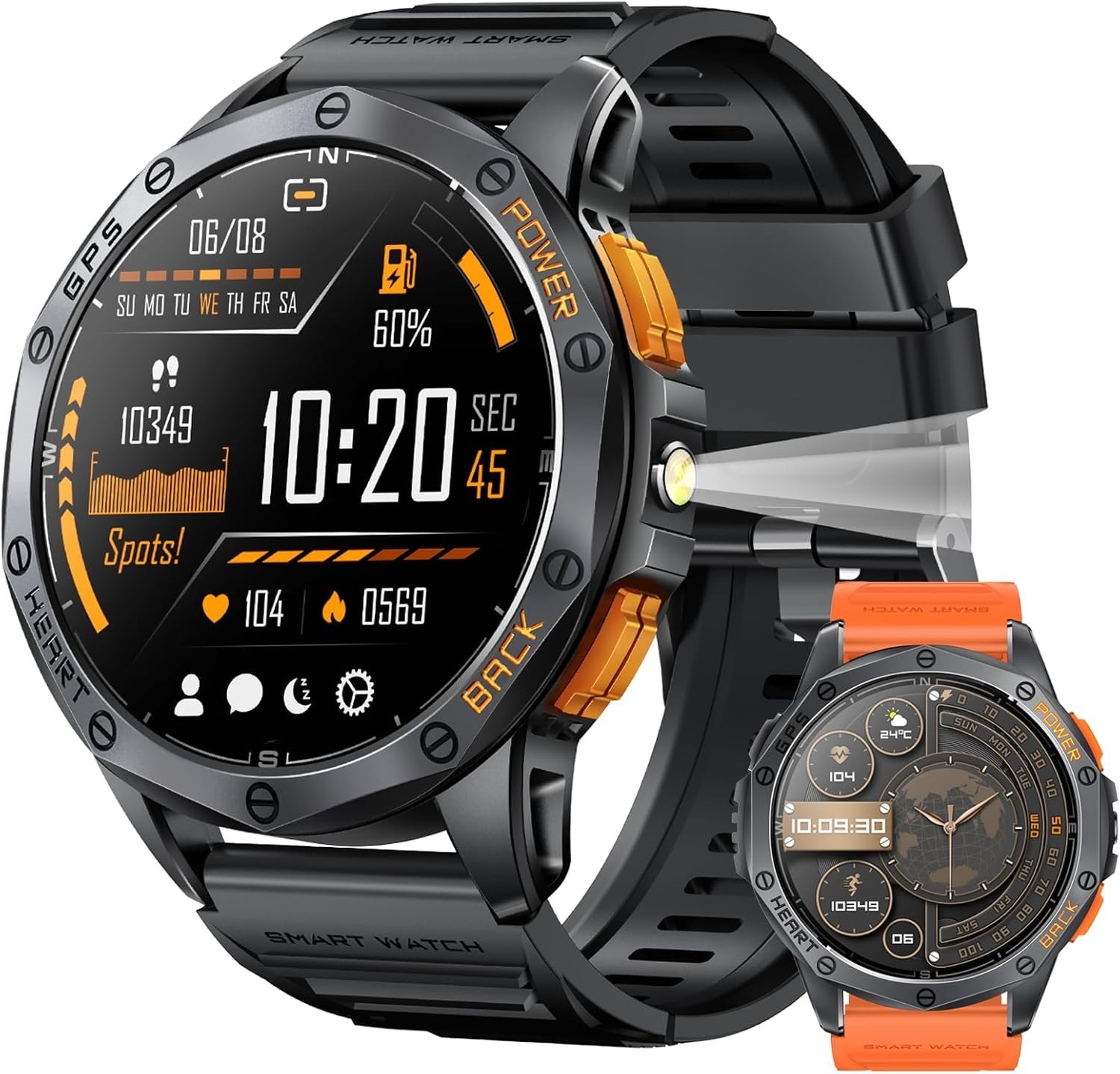 Durable Smartwatch with Built-in GPS, Flashlight, & 1.43″ AMOLED Display