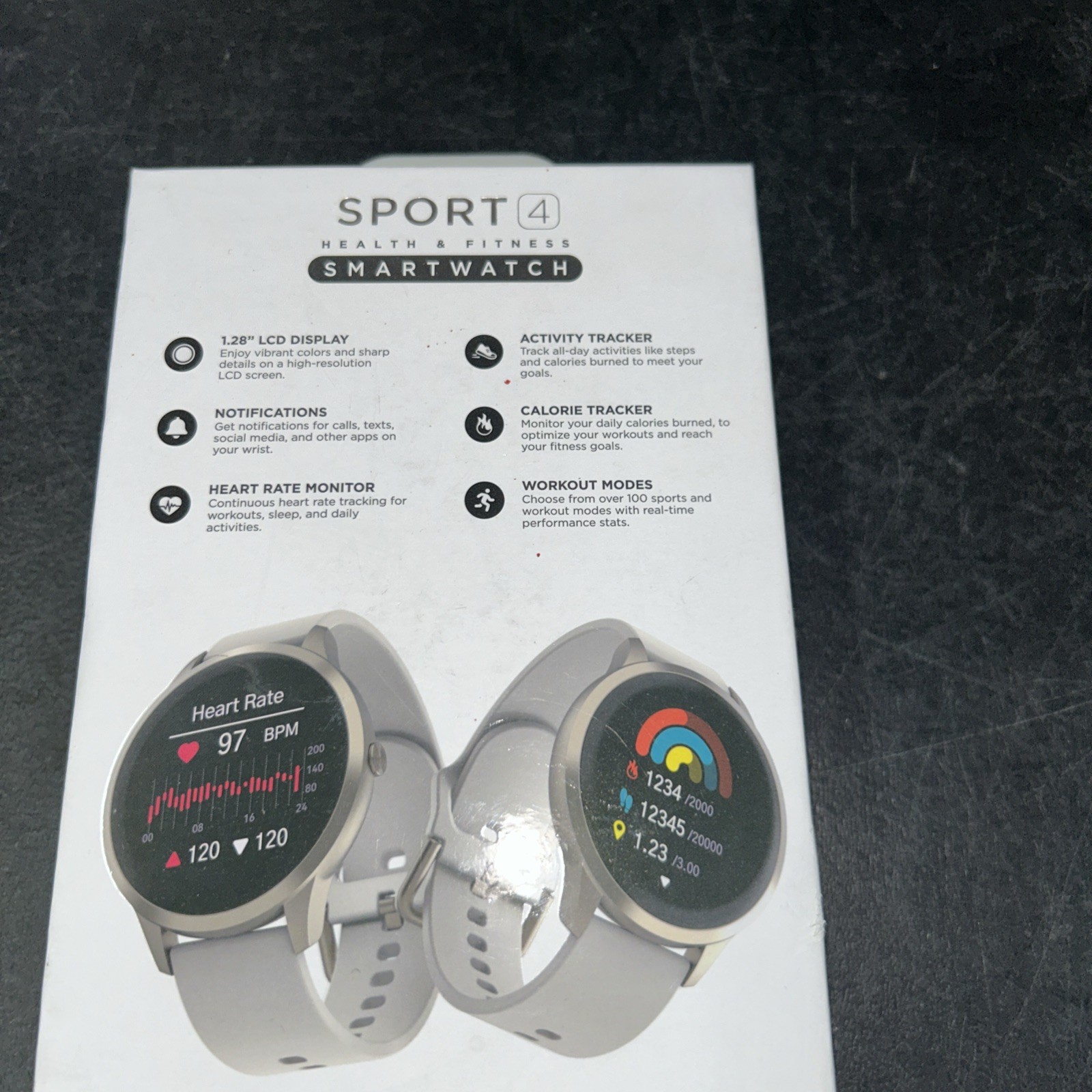 iTouch Sport 4 Smartwatch Fitness Heart Rate, 100+ Sports, Bluetooth-Titanium