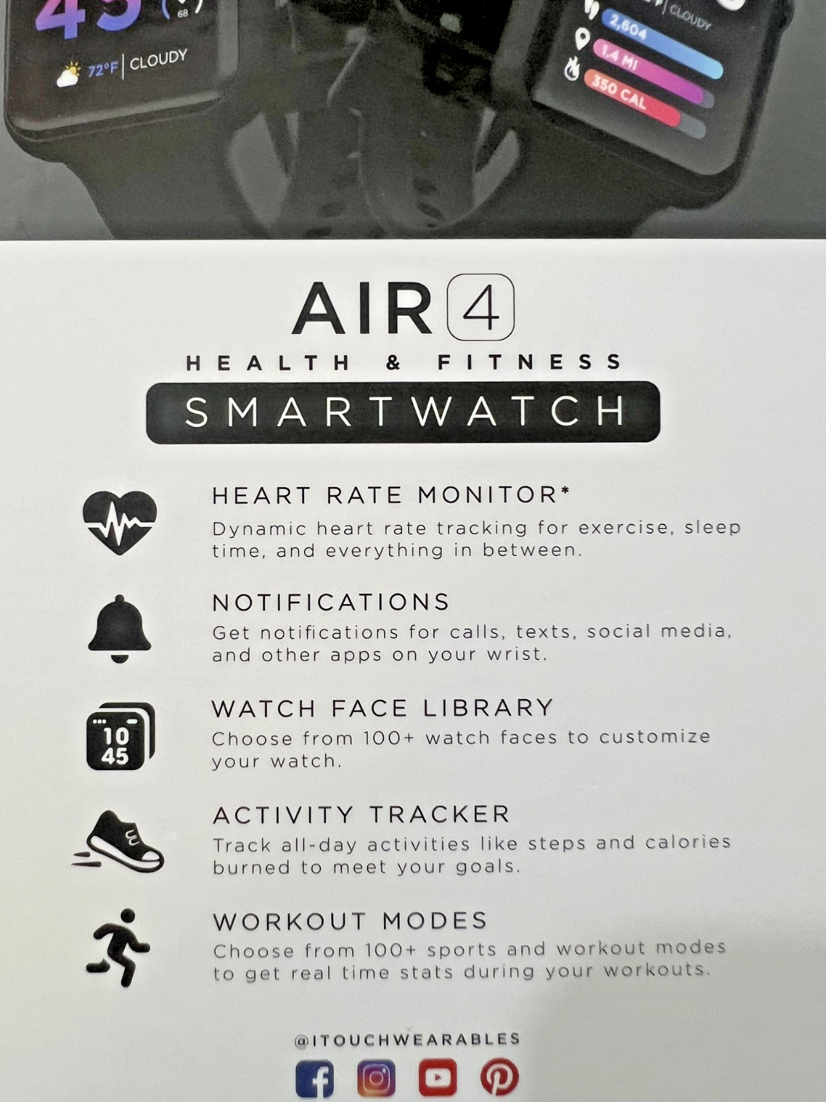 ITOUCH WEARABLES AIR4 SMARTWATCH **NEW**