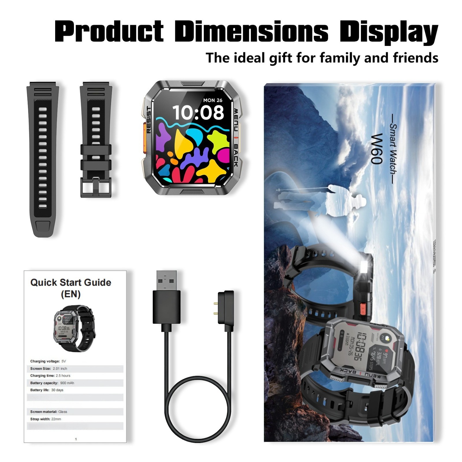 Military Smart Watch Men Bluetooth Call Rugged Fitness Tracker for Android iOS