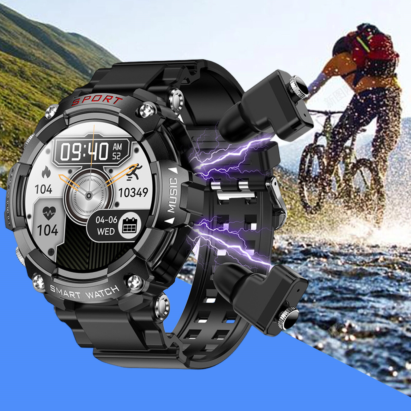 T96 MP3 Exercise Heart Rate Blood Pressure Oximetry Bluetooth Smart Watch