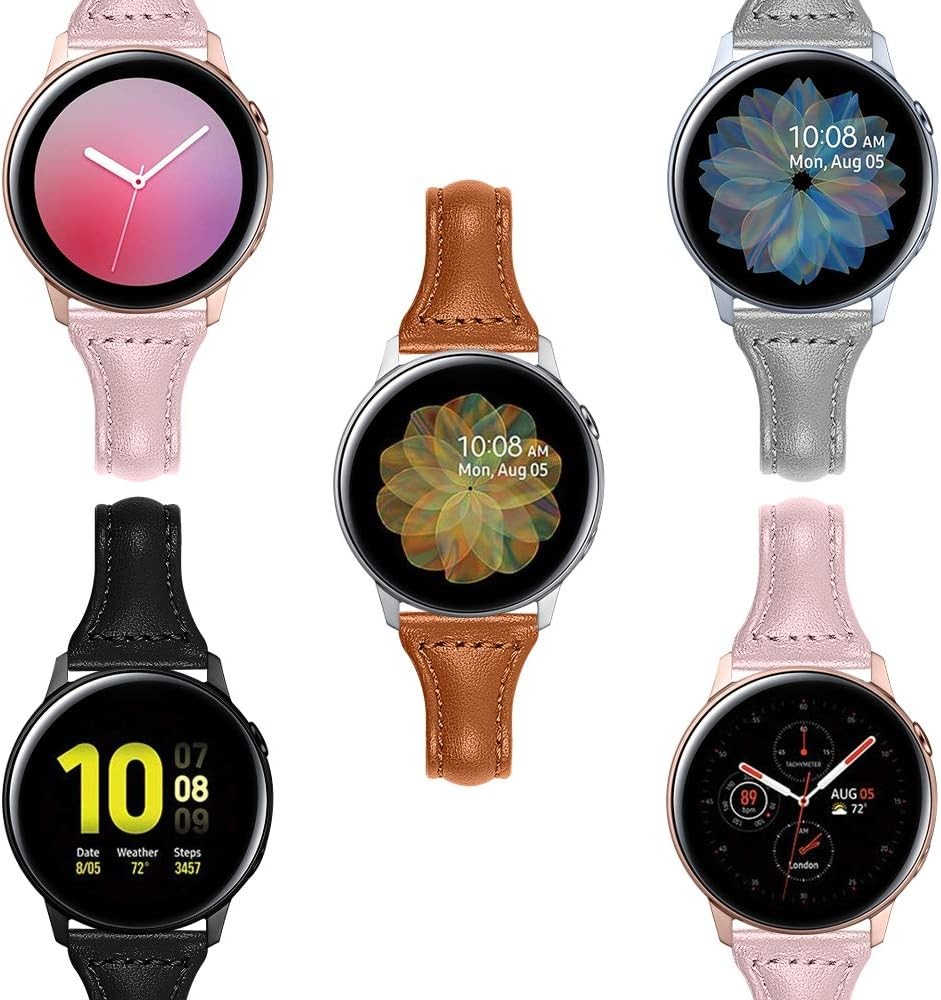 Slim Leather Band for Samsung Galaxy Watch 4 40mm 44mm, Active2, 20mm – JOYOZY
