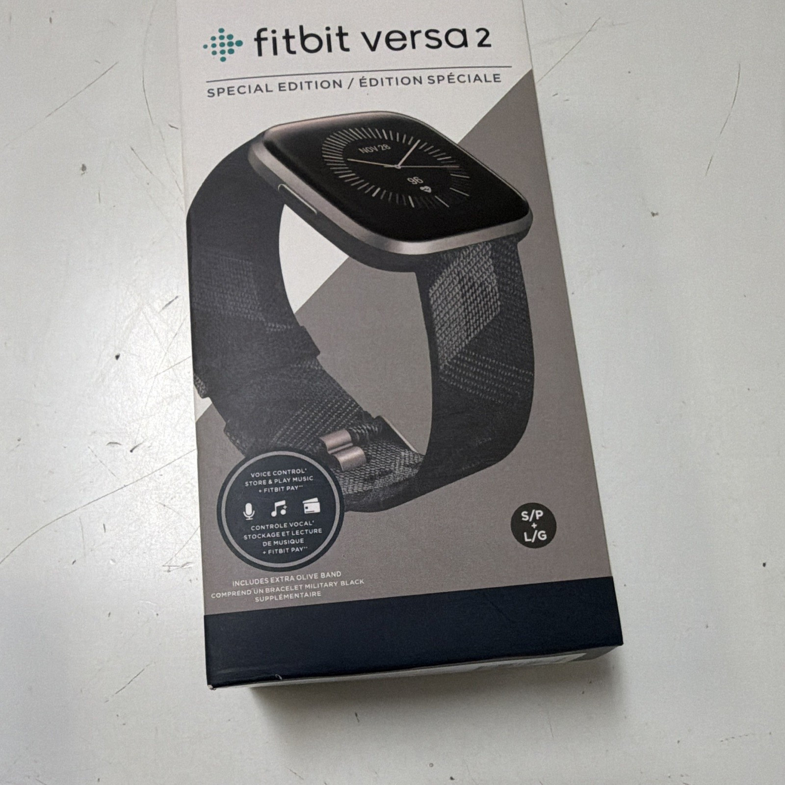 Fitbit Versa 2 Special Edition Black Fabric Band Black Aluminum Case Bluetooth
