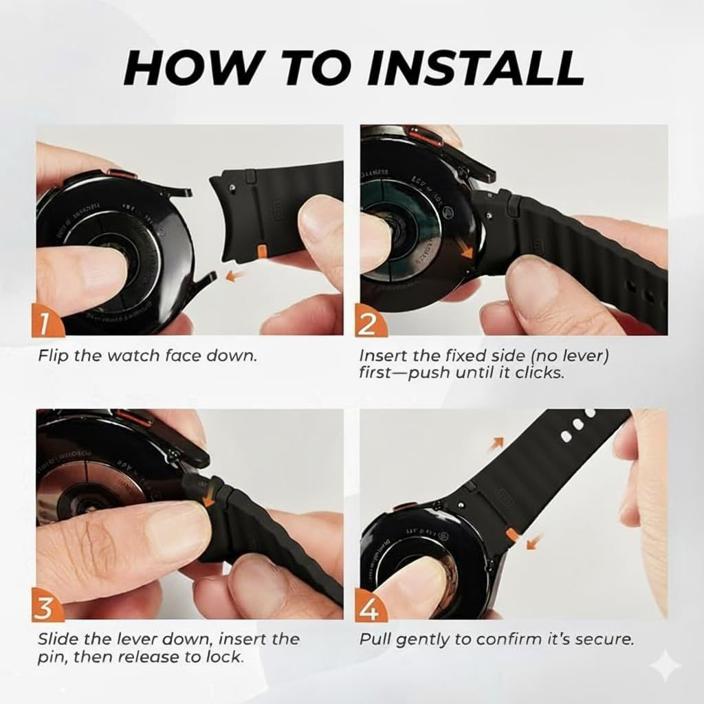4-Pack Waterproof Sport Straps for Samsung Galaxy Watch 7 Bands 40mm 44mm