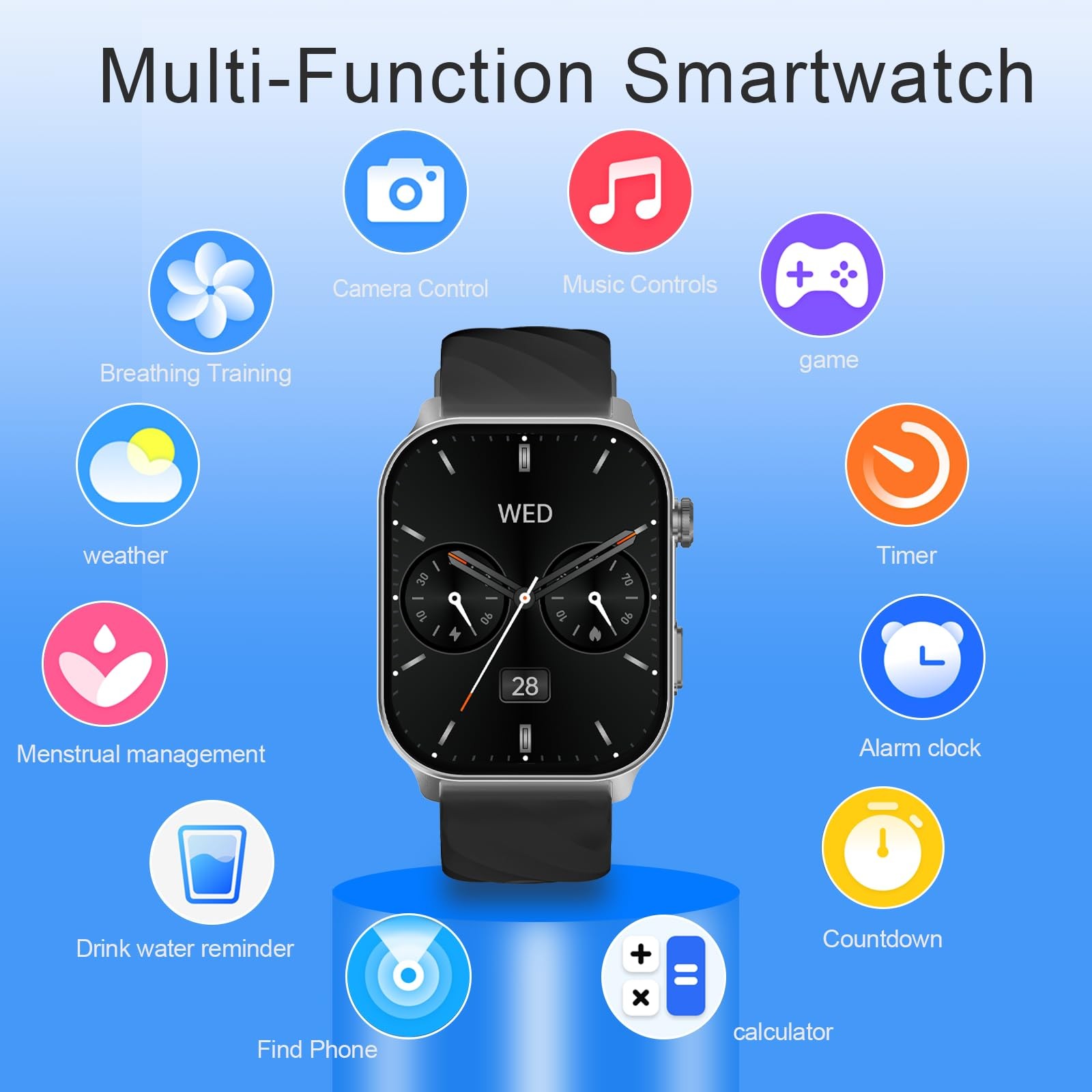 for Men (Answer/Make Calls), with Built-in GPS, 2.1″ HD Screen, Heart Rate/Sl…
