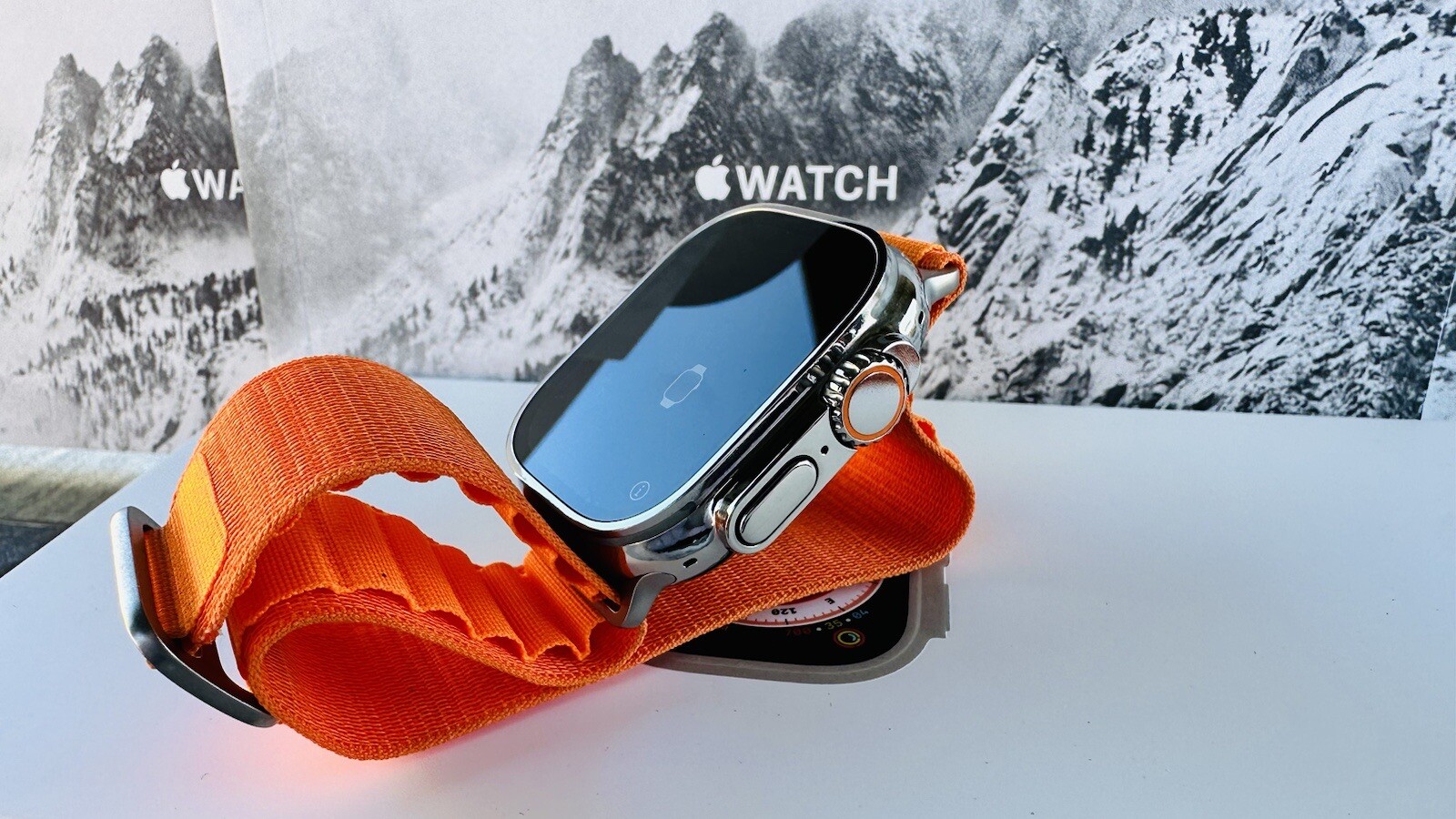 Custom Diamond Polished 49MM Apple Watch ULTRA 2 with Orange Loop Band LTE GPS