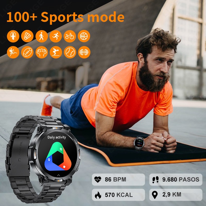 1.43″ HD Smart Watch (Answer / Make Call) Rugged Military Sports Fitness Tracker