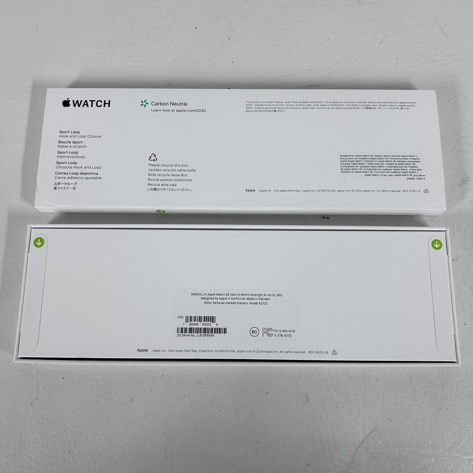 New GPS Only Apple Watch SE 2nd Gen 40MM Midnight Aluminum Ink Sport Loop MXEA3L