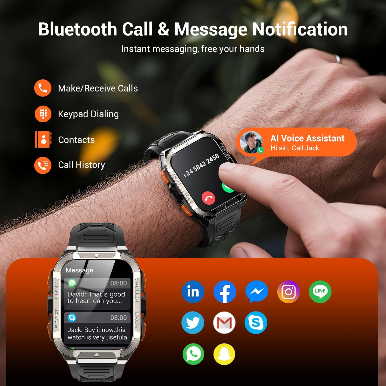 Baolubao Smart Watch W80ProGPS AI Smartwatch with Bluetooth Call Text, Healt…