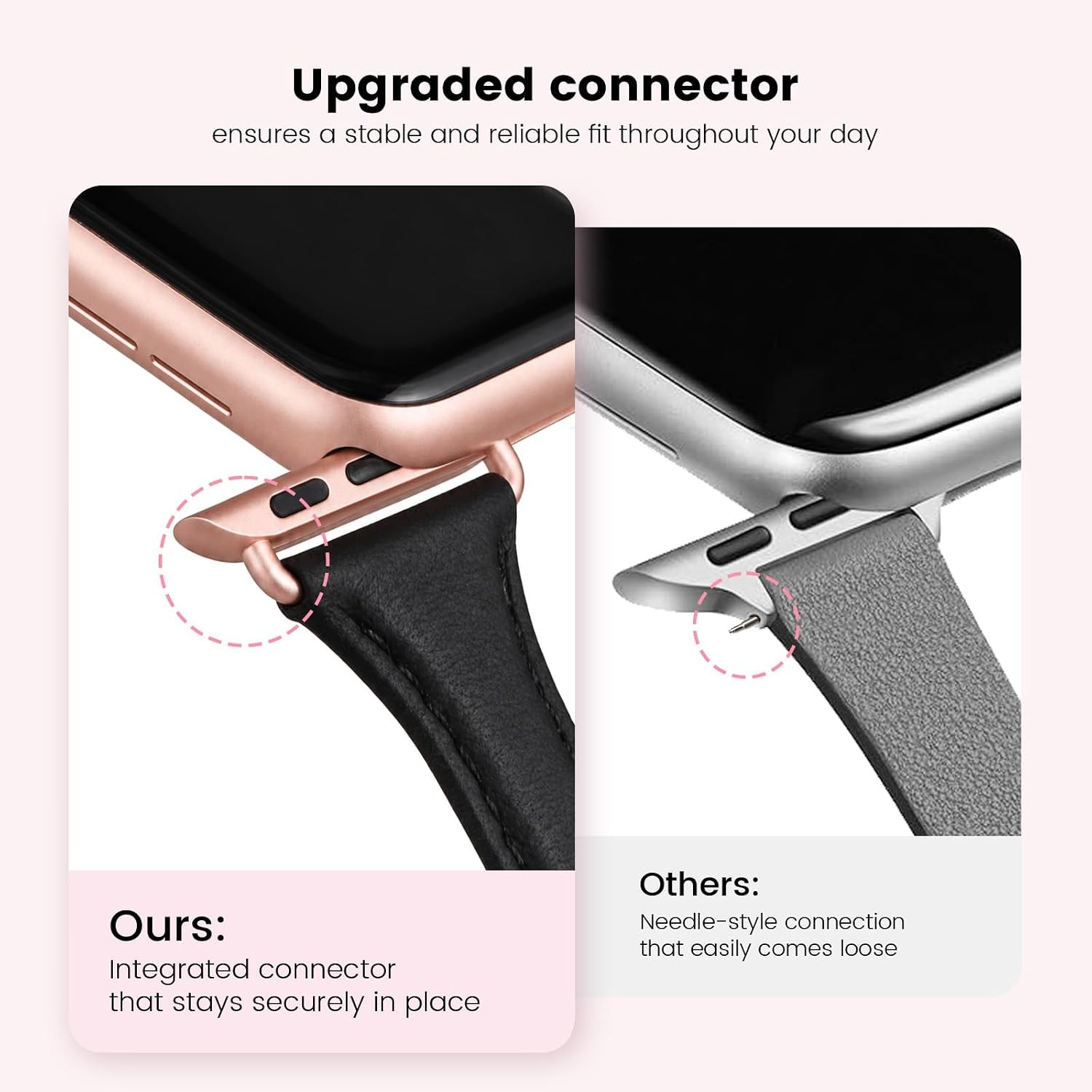 Leather Strap Compatible with Apple Watch 41mm Series 11 & 10 Slim Replacement