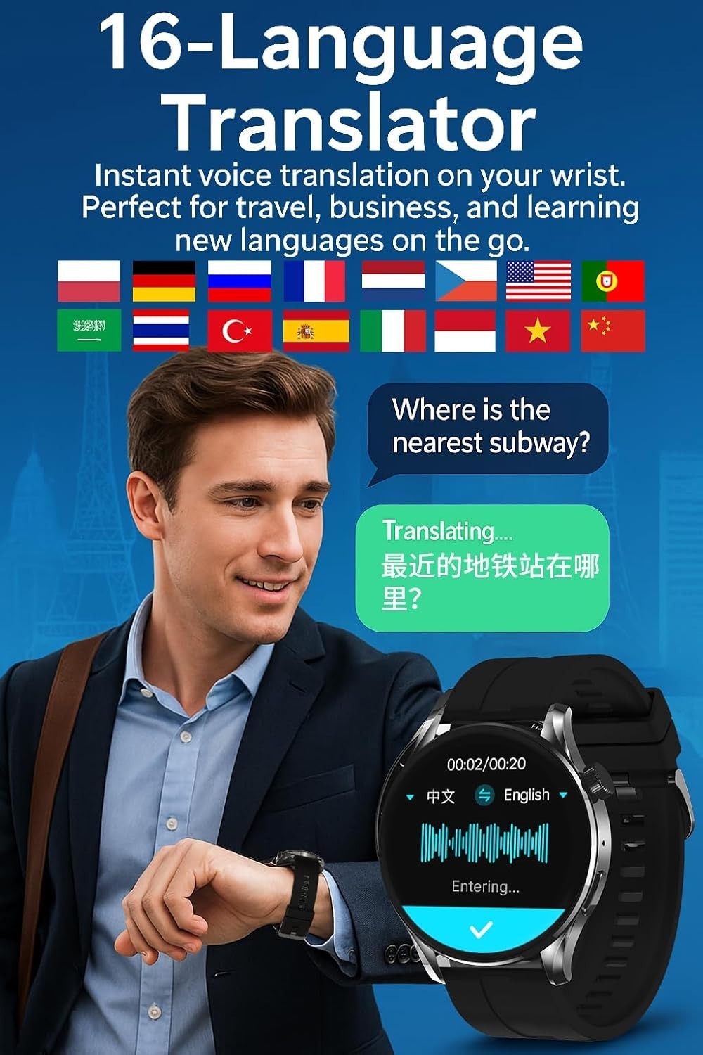 Stylish AI Chat Smartwatch – 100+ Sports Modes & Health Monitoring Features