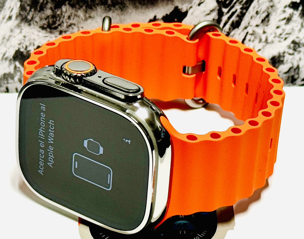 Apple Watch ULTRA 2 49mm Titanium Custom Diamond Polished Orange Ocean Band
