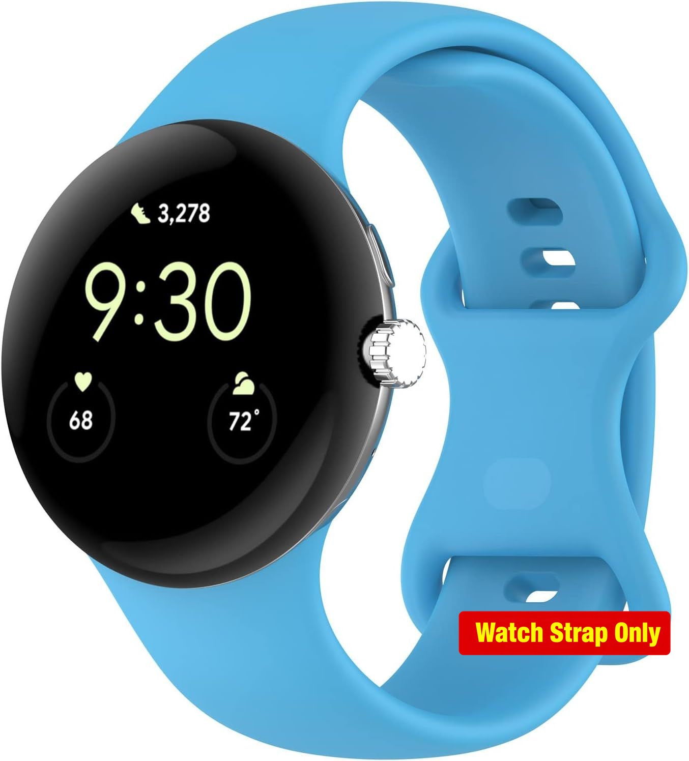 Adjustable Sky Blue Soft Silicone Band for Google Pixel Watch 3 41mm & More