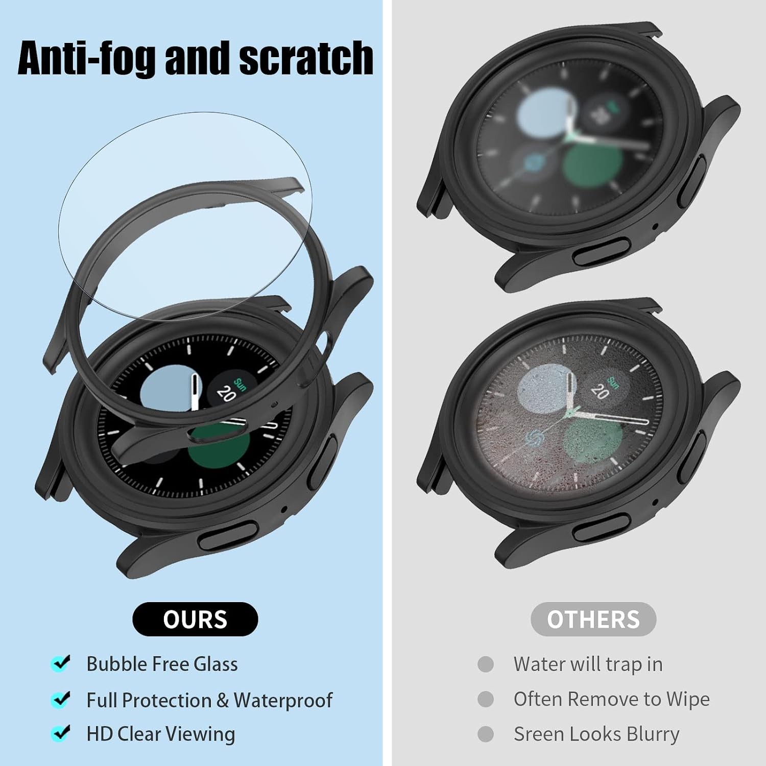 [6+6Pack] Bumper & Face Cover for Samsung Galaxy Watch 5 Pro 45mm Accessories