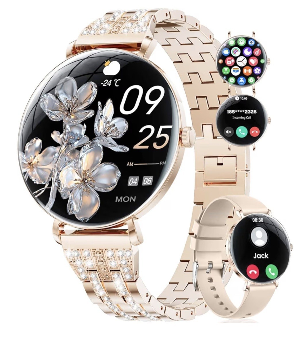 LIGE Women’s Smartwatch – Rose Gold – Bluetooth Calling – FV17 / Fitcloud Pro