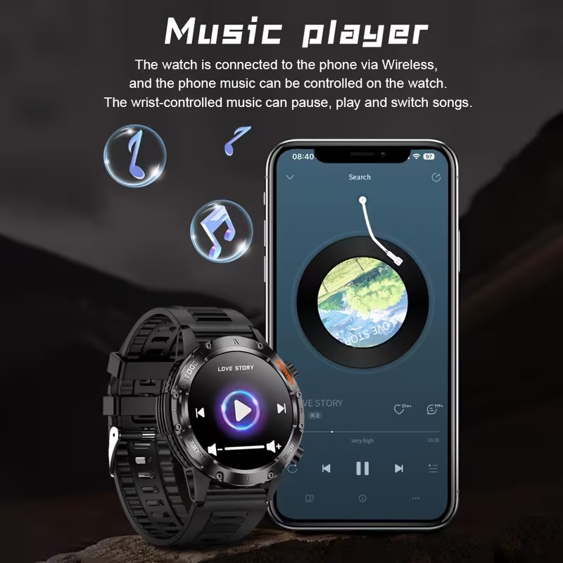 Smart Watch Military Tactical Men Sport Heart Rate Fitness Tracker Wristwatch